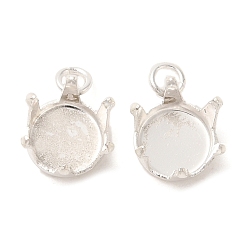 Серебро Ионное покрытие (ip) 304 подвески из нержавеющей стали со стразами, закрепки-когти, полированный, плоско-круглые, серебряные, пригодный для стразов 3.5 мм, 7x4.5x4 мм, отверстие : 1.6 мм