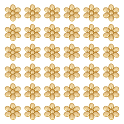 Золотистый 100 шт. полиэстеровые нитки для вышивки, приклеиваемые утюгом/пришиваемые нашивки, аппликации из ткани, цветка сливы, золотые, 17x15x1 мм