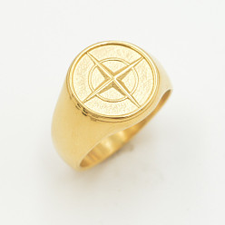 Золотой 304 палец кольца из нержавеющей стали, компас, золотые, размер США 11 (20.6 мм)