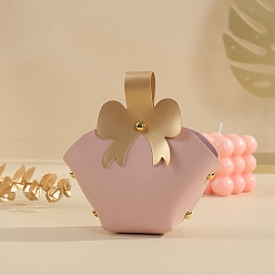 Pink Сумки из искусственной кожи с бантом, мешки для подарков на рождество, 5шт гвозди, розовые, 13.5x14x8 см