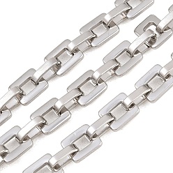 Нержавеющая Сталь Цвет 201 цепи с квадратными звеньями из нержавеющей стали, с катушкой, несварные, цвет нержавеющей стали, 10x6.5x2.5 mm и 10x8x2 mm