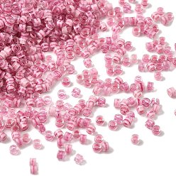 Фламинго Цилиндрические стеклянные бусины, прозрачные цвета внутри, фламинго, 2.5x1.8 мм, отверстие : 2 мм, Около 2700 шт / 450 г