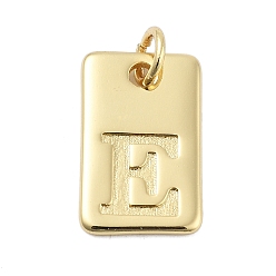 Letter E Латунные подвески, прямоугольник с подвесками-буквами, стойки покрытие, без свинца и без кадмия, долговечный, с целью перехода в кольце, Письмо E, 15.5x10x1.3 мм, отверстие : 3.4 мм
