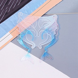 Fish Силиконовая форма для изготовления каффов своими руками, формы для литья смолы, для уф-смолы, изготовление изделий из эпоксидной смолы, рыбий хвост, 117x134x4 мм, Отверстие : 2 мм & 2.5 мм, внутренний диаметр: 115x60 мм и 30x40 мм