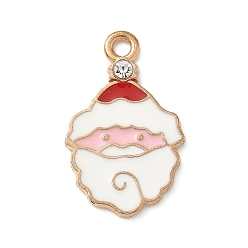Santa Claus Подвески из сплава со стразами на рождественскую тематику, Эмаль стиле, золотые, Дед Мороз, 24x15x2.5 мм, отверстие : 2 мм