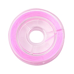 Pink Strong Stretchy Beading Elastic Thread, Flat Elastic Crystal String, Pink, 0.8mm, about 10.93 yards(10m)/roll