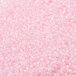 (RR272) Pink Lined Crystal AB MIYUKI Round Rocailles Beads, Japanese Seed Beads, (RR272) Pink Lined Crystal AB, 8/0, 3mm, Hole: 1mm, about 422~455pcs/bottle, 10g/bottle