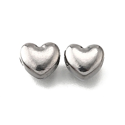 Нержавеющая Сталь Цвет 304 из нержавеющей стали бусы, сердце, анти-тускнение, цвет нержавеющей стали, 5x6x3.5 мм, отверстие : 1.8 мм