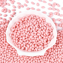 Pink Выпечка краска стеклянные бусины, овальные, розовые, 7x4~4.5 мм, отверстие : 0.9 мм, Около 2500 шт / фунт