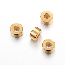 Golden 304 Stainless Steel Spacer Beads, Flat Round, Golden, 6x4mm, Hole: 2.5mm