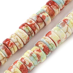 Бледно-Золотистый Синтетические бирюзовые бусины, покрытые краской для выпечки, с эмалью, диск, бледно золотарник, 6~6.5x2.5 мм, отверстие : 1~1.2 мм, около 133~134 шт / нитка, 14.57'' (37 см)