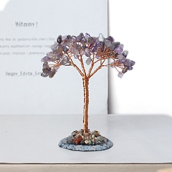 Аметист Натуральные аметистовые чипсы дерево жизни украшения, Медная проволока, энергетический камень по фен-шуй, подарок для украшения домашнего рабочего стола, 110 мм