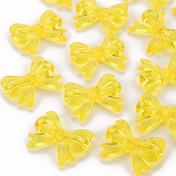 Желтый Прозрачные акриловые бусины, бантом, желтые, 23x29.5x6 мм, отверстие : 1.6 мм, Около 293 шт / 500 г