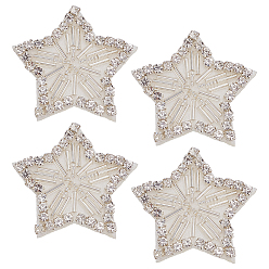 Прозрачный 4 шт. фетровые и стразы-нитки для пришивания и утюжки, аппликации из ткани, звезда, прозрачные, 37x39x4.5 мм
