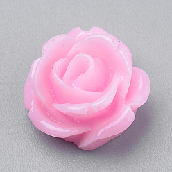 Pink Кабошоны из смолы, цветок розы, розовые, 11x12x6~7 мм