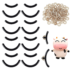 Black 100Sets 2 Styles Plastic Doll Craft Mouth, with Spacer, for Doll DIY Craft Making, Black, 12.5~21.5x40~55.5x16.5~17mm