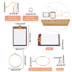 Mixed Color CHGCRAFT DIY Rectangle Drop Earrings Making Kit, Including Wooden Pendants, Brass Hoop Earrings, Iron Earring Hooks, Mixed Color, 96pcs/box