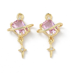 Настоящее золото 18K Латунные микро проложить кубического циркония подвески, звезды прелести, со стеклом, долговечный, стойки покрытие, без свинца и без кадмия, реальный 18 k позолоченный, 20.5x12x5 мм, отверстие : 1.4 мм