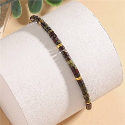 Dragon Blood Natural Dragon Blood Heishi Beaded Braided Bracelets, Adjustable Bracelets for Women, Inner Diameter: 2.36 inch(6cm)