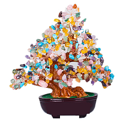 Смешанные камни Елочные украшения из натуральных смешанных драгоценных камней, смола украшения дома дисплей, энергетический камень рейки для исцеления, 230x120x280 мм