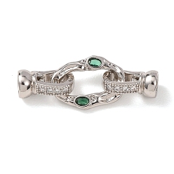 Платина Латунные микро проложить кубического циркония раз за застежками, без кадмия и без свинца, стойки покрытие, долговечный, текстурированный овал, платина, 33 мм, Прямоугольник: 11x16x2 мм