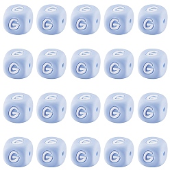 Letter G 20 силиконовые бусины с синими кубическими буквами 12x12x12 мм квадратные кубики алфавита бусины с 2 мм отверстием распорка свободные бусины с буквами для браслета, ожерелья, ювелирных изделий, letter.g, 12 мм, отверстие : 2 мм