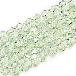 Светло-зеленый Прозрачная краска для запекания стеклянные бусины нити, граненые, рондель, светло-зеленый, 4~4.5x3.5 мм, отверстие : 1 мм, около 105~110 шт / нитка, 38~39 см