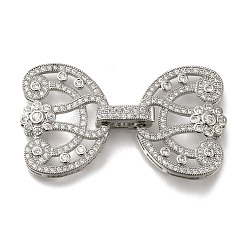 Платина Стойка покрытие цветок латунь микропаве прозрачный кубический цирконий складные застежки, долговечный, без свинца и без кадмия, платина, 44 мм