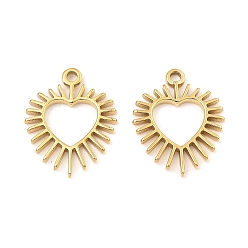 Настоящее золото 18K 304 подвески из нержавеющей стали, шарма сердца, реальный 18 k позолоченный, 20x15.5x1.8 мм, отверстие : 1.6 мм