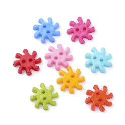 Mixed Color 2-Hole Acrylic Buttons, Gear, Mixed Color, 17x17x3mm, Hole: 2mm