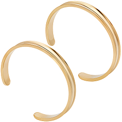 Oro 2Pulseras abiertas de acero inoxidable, dorado, diámetro interior: 2-1/4 pulgada(5.7cm) x 2-3/8 pulgada(5.9cm), 2 pcs