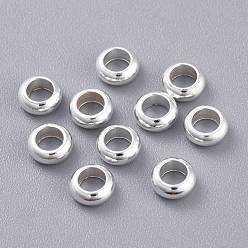 Серебро 201 из нержавеющей стали разделительные бусины, рондель, серебряные, 5x2 мм, отверстие : 3 мм