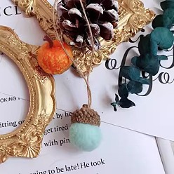 Аквамарин Украшения из желудей из шерстяного фетра, осенние подвесные украшения для украшения рождественской елки, аквамарин, 30.5x22 мм