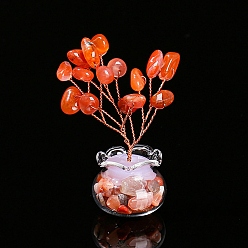 Красный Агат Елочные украшения из натуральной стружки сердолика, Стеклянная ваза с медной проволокой, энергетический камень по фэн-шуй, подарок для украшения дома, рабочего стола, 70 мм