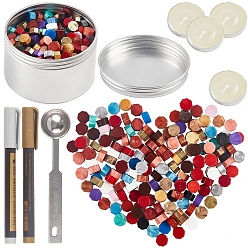 Gemischte Farbe DIY-Briefsiegel-Set, mit Siegellackpartikeln, Aluminiumglas, Metallic-Marker malen Stifte, Edelstahl Wachssiegel Löffel und Kerze, Gemischte Farbe