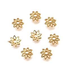 Настоящее золото 24K Шапочки и конусы для бусин, латунные, полые цветок, без кадмия и без свинца, стойки покрытие, долговечный, реальный 24 k позолоченный, 6x2 мм, отверстие : 1.2 мм