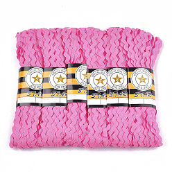 Ярко-Розовый Ленты из полипропиленового волокна, форма волны, ярко-розовый, 7~8 мм, 15 двор / пачка, 6 расслоения / мешок