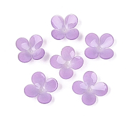 Medium Purple Heat Shrink Acrylic Bead Caps, 4-Petal Flower, Medium Purple, 19~20.5x19~20.5x4~6mm, Hole: 1~1.2mm