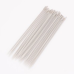 Platinum Carbon Steel Sewing Needles, Darning Needles, Platinum, 55x0.7mm, Hole: 0.5mm