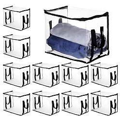 Noir Sacs à fermeture éclair transparents en PVC de grande capacité avec poignée pour ranger les livres, rectangle, noir, 30x37.5x0.3 cm, ouvert: 37x25x28.5 cm