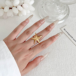 Морская звезда 304 палец кольца из нержавеющей стали, золотые, морская звезда, внутренний диаметр: регулируемый