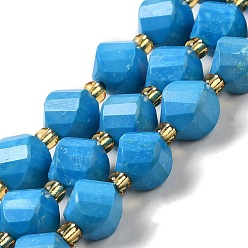 Bleu Ciel Foncé Perles de howlite naturelles teintes, avec des perles de rocaille, torsion facettes, bleu profond du ciel, 8x8.5x7mm, Trou: 1mm, Environ 39 pcs/chapelet, 15.51 pouce (39.4 cm)