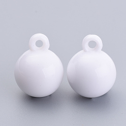 White Opaque Acrylic Pendants, Round, White, 13x10mm, Hole: 2.5mm, about 863pcs/500g