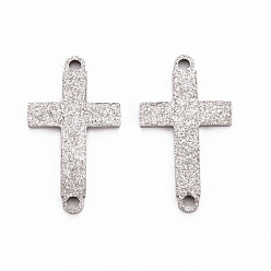 Нержавеющая Сталь Цвет Не тускнеющие 201 соединительные элементы из нержавеющей стали, , лазерная резка, крестик, цвет нержавеющей стали, 22x12x1 мм, отверстие : 1.6 мм