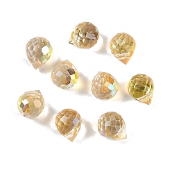 Золотистый Гальванические стеклянные бусины, с половиным покрытием, граненые, слеза, золотые, 8x6 мм, отверстие : 1 мм