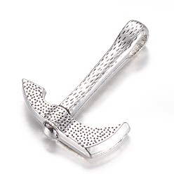 Antique Silver Alloy Pendants, Hammer, Antique Silver, 35x26x7mm, Hole: 4x6.5mm