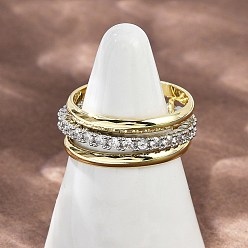 Платиновый & Золотой Латунные микро проложить пальцев кольца кубического циркония, штабелируемые кольца, платиной и золотом, размер 9(18.9мм)~внутренний диаметр: 21мм