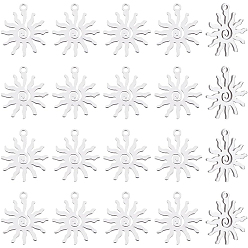 Color de Acero Inoxidable 20 piezas 304 colgantes de acero inoxidable, encanto del sol, color acero inoxidable, 17x15x1 mm, agujero: 1.2 mm