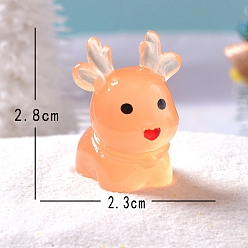 Сэнди Коричневый Рождественские светящиеся украшения из микропейзажа из смолы, светится в темноте, олень, песчаный коричневый, 28x23 мм