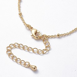 Real 18K Gold Plated Long-Lasting Plated Brass Cable Chain Necklaces, with Lobster Claw Clasp, Lead Free & Nickel Free, Real 18K Gold Plated, 18.1 inch (46cm), 0.9~2mm